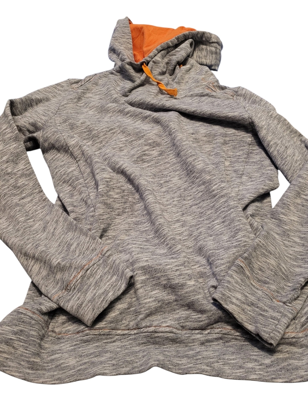 Society Clothing Gray Heather Pullover Hoodie S Orange Contrast 100% Cotton